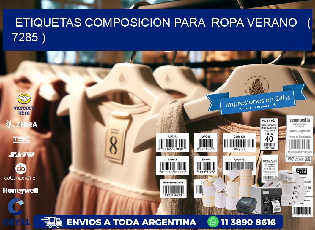 ETIQUETAS COMPOSICION PARA  ROPA VERANO   ( 7285 )