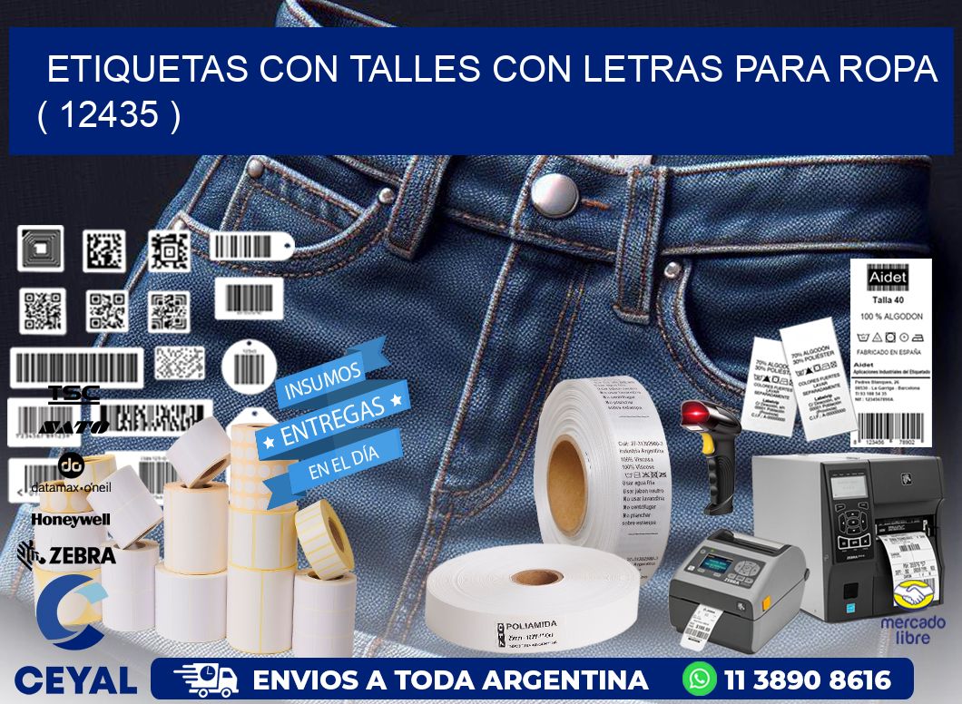 ETIQUETAS CON TALLES CON LETRAS PARA ROPA   ( 12435 )