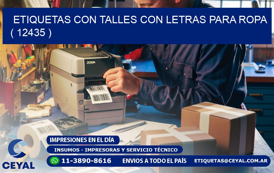 ETIQUETAS CON TALLES CON LETRAS PARA ROPA   ( 12435 )