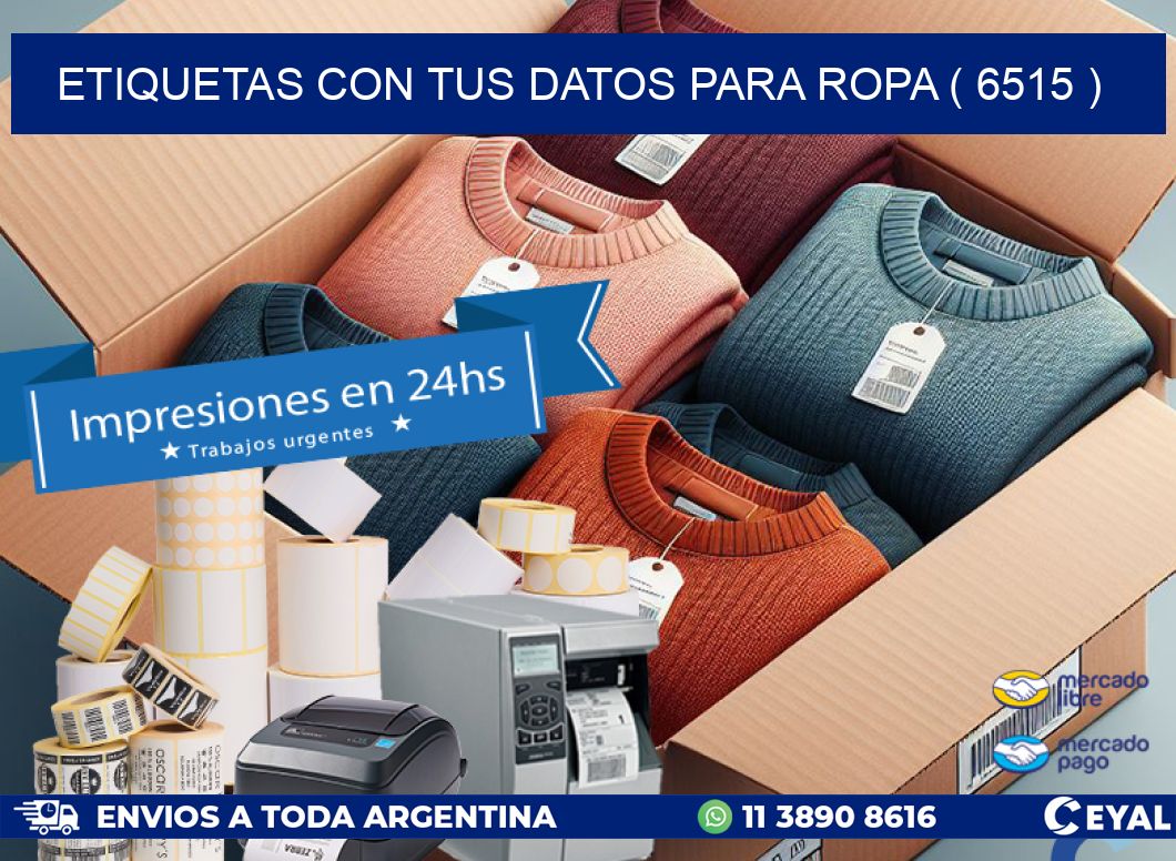 ETIQUETAS CON TUS DATOS PARA ROPA ( 6515 )