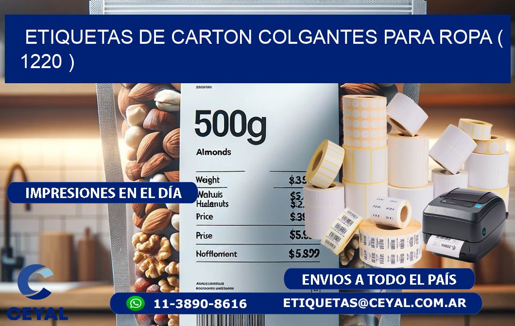 ETIQUETAS DE CARTON COLGANTES PARA ROPA ( 1220 )