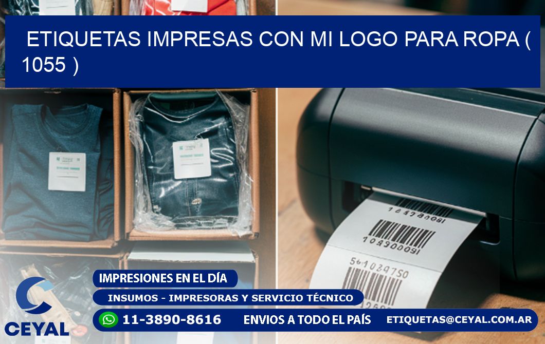 ETIQUETAS IMPRESAS CON MI LOGO PARA ROPA ( 1055 )