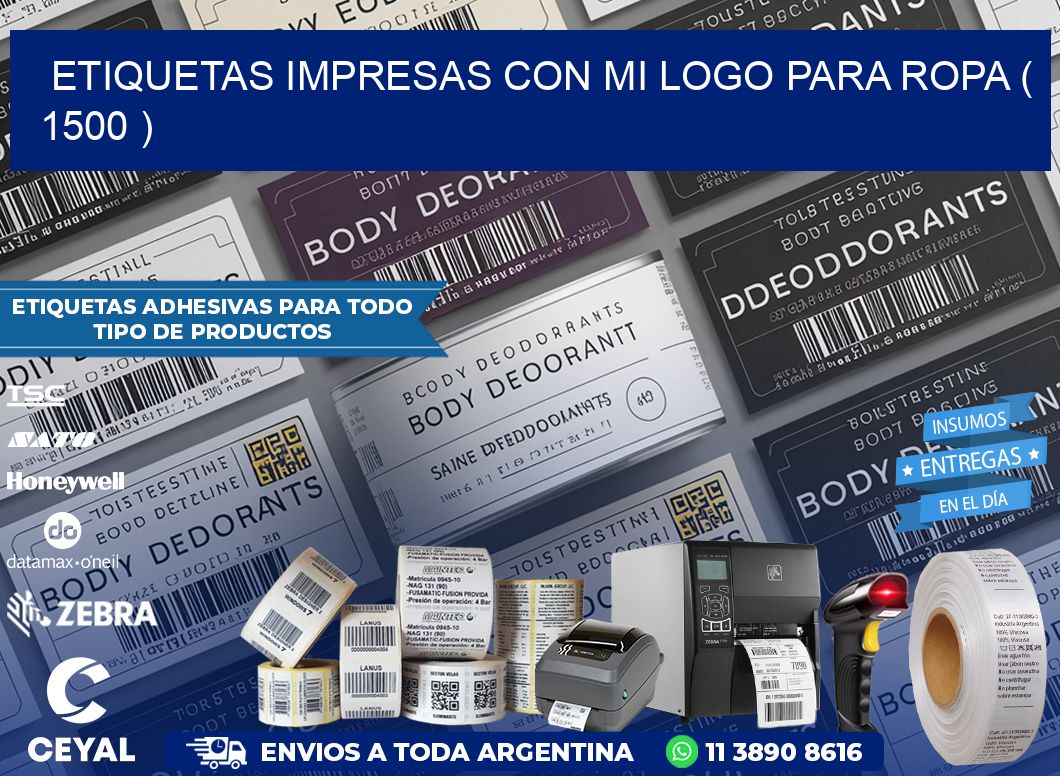 ETIQUETAS IMPRESAS CON MI LOGO PARA ROPA ( 1500 )