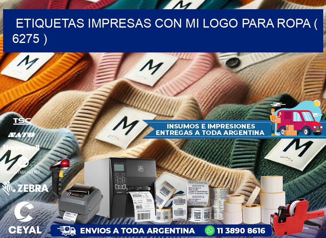 ETIQUETAS IMPRESAS CON MI LOGO PARA ROPA ( 6275 )