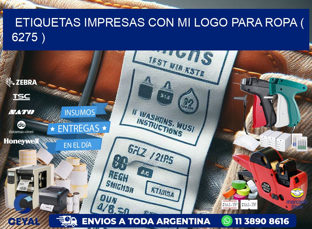 ETIQUETAS IMPRESAS CON MI LOGO PARA ROPA ( 6275 )