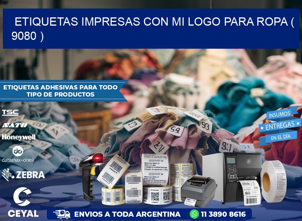 ETIQUETAS IMPRESAS CON MI LOGO PARA ROPA ( 9080 )