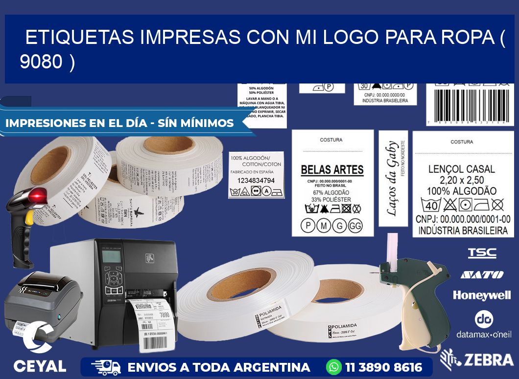 ETIQUETAS IMPRESAS CON MI LOGO PARA ROPA ( 9080 )