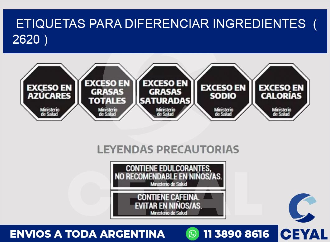 ETIQUETAS PARA DIFERENCIAR INGREDIENTES  ( 2620 )