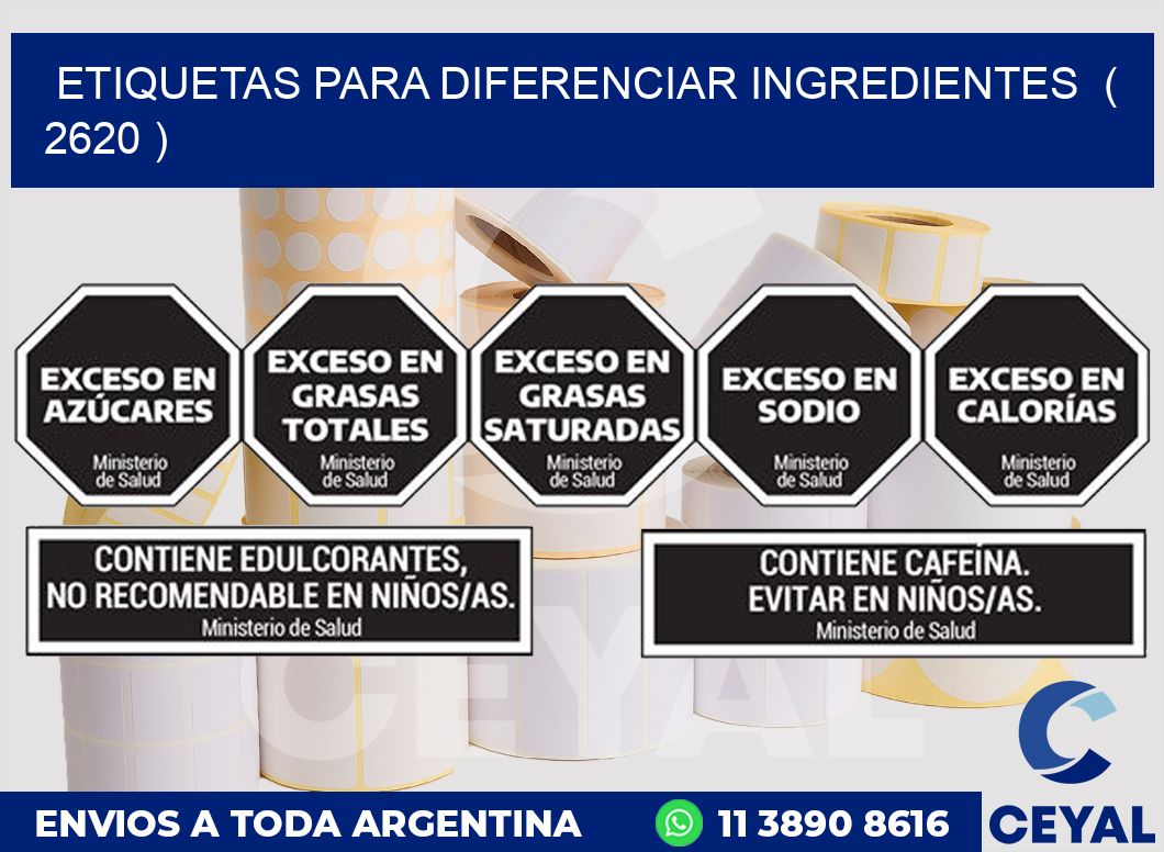 ETIQUETAS PARA DIFERENCIAR INGREDIENTES  ( 2620 )