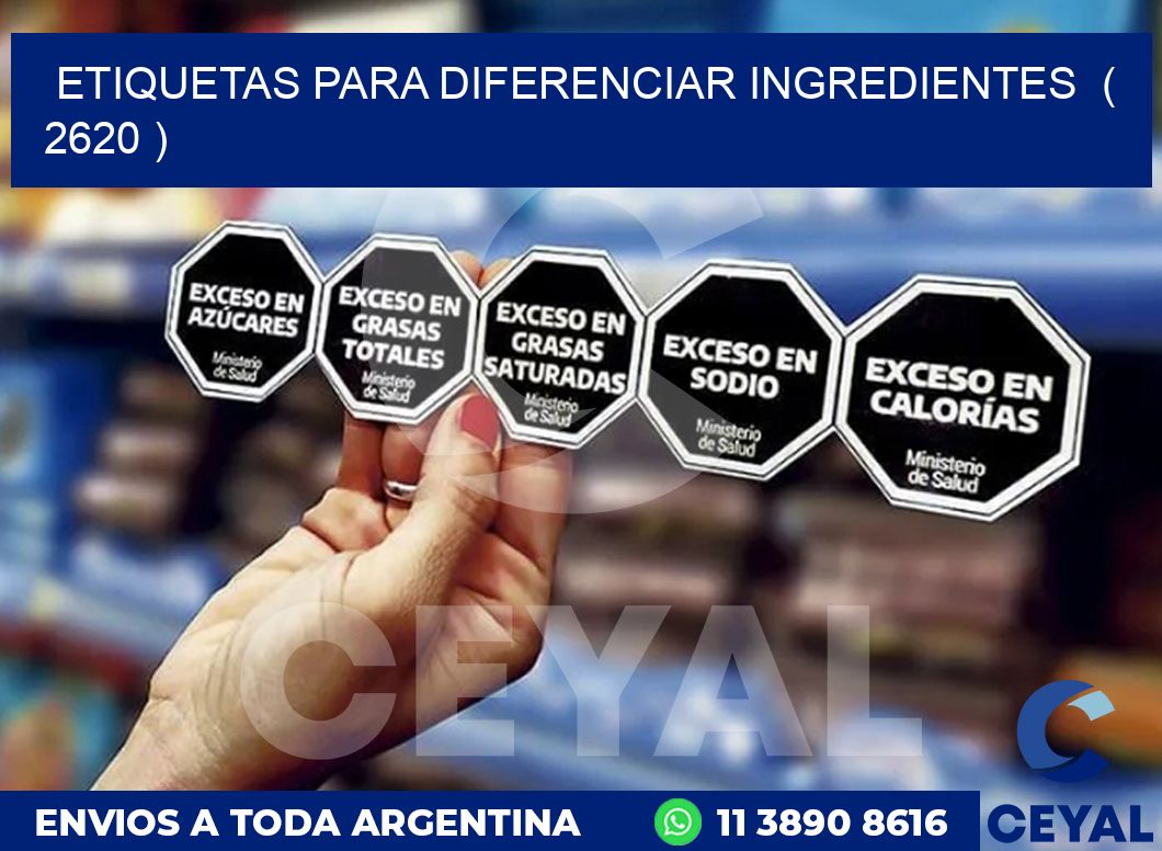 ETIQUETAS PARA DIFERENCIAR INGREDIENTES  ( 2620 )