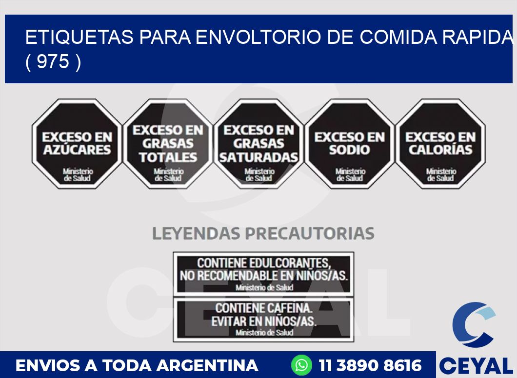 ETIQUETAS PARA ENVOLTORIO DE COMIDA RAPIDA  ( 975 )