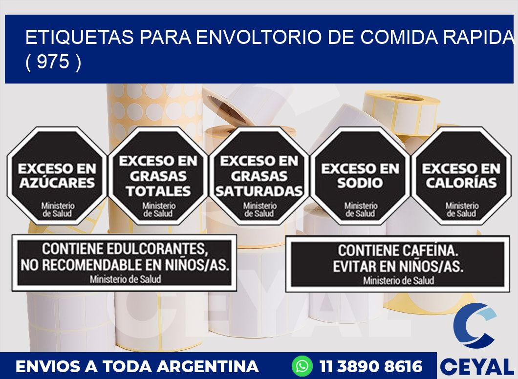 ETIQUETAS PARA ENVOLTORIO DE COMIDA RAPIDA  ( 975 )