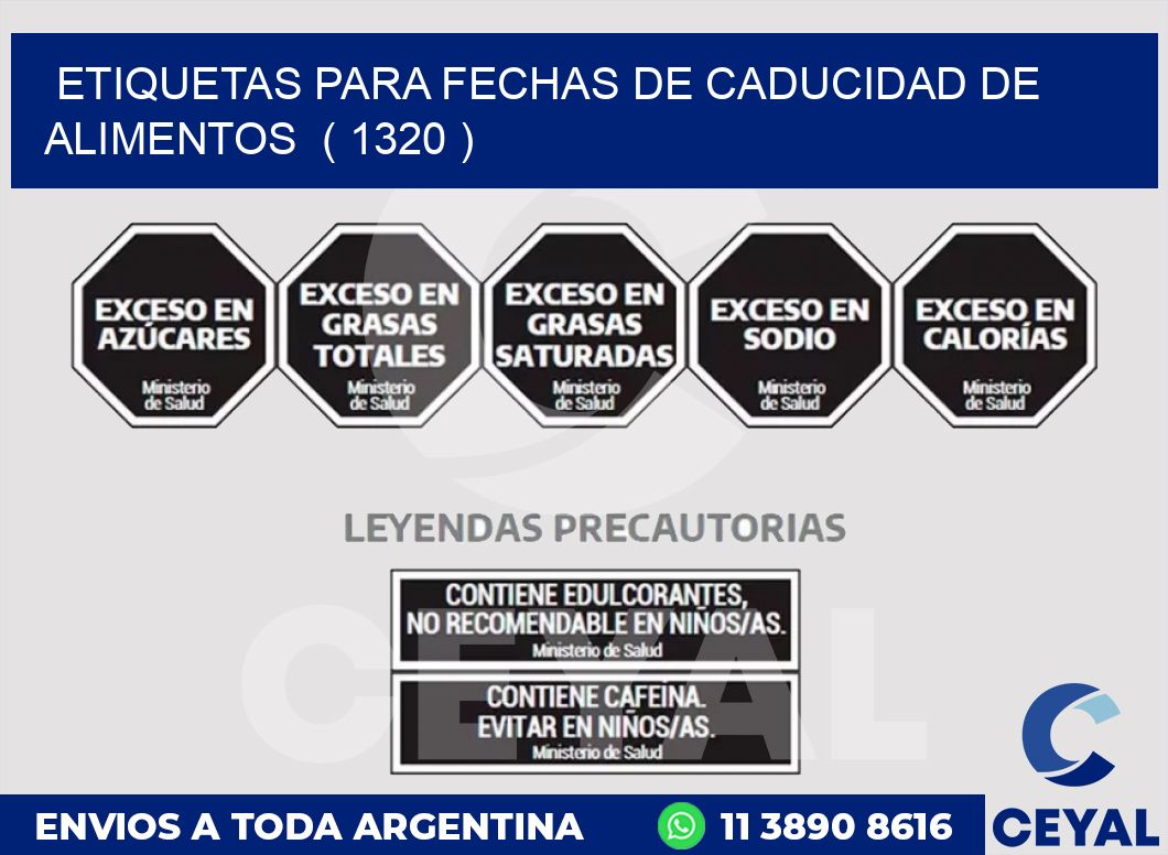 ETIQUETAS PARA FECHAS DE CADUCIDAD DE ALIMENTOS  ( 1320 )