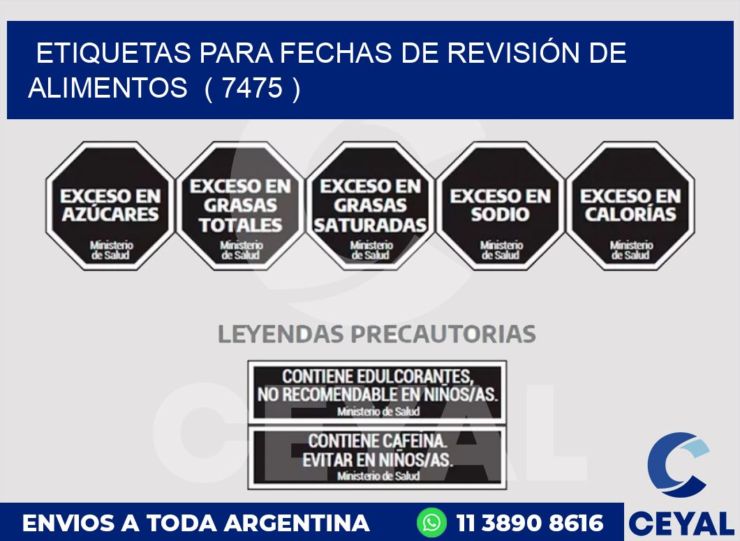 ETIQUETAS PARA FECHAS DE REVISIÓN DE ALIMENTOS  ( 7475 )