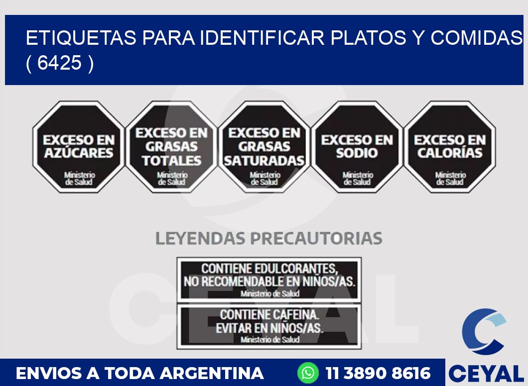 ETIQUETAS PARA IDENTIFICAR PLATOS Y COMIDAS  ( 6425 )