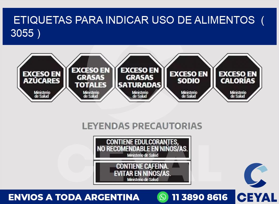 ETIQUETAS PARA INDICAR USO DE ALIMENTOS  ( 3055 )