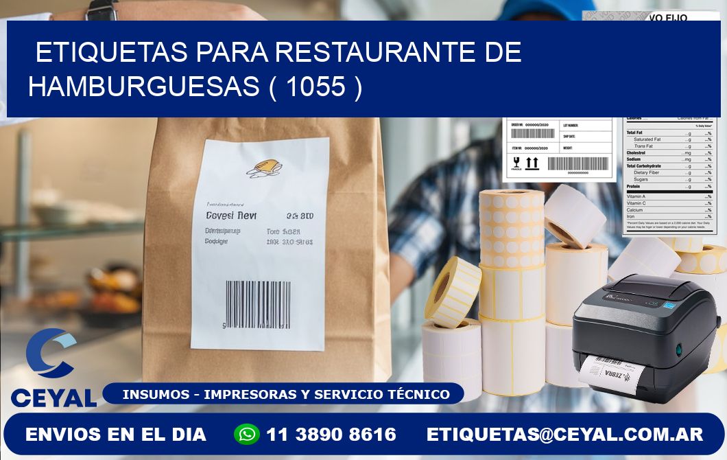 ETIQUETAS PARA RESTAURANTE DE HAMBURGUESAS ( 1055 )