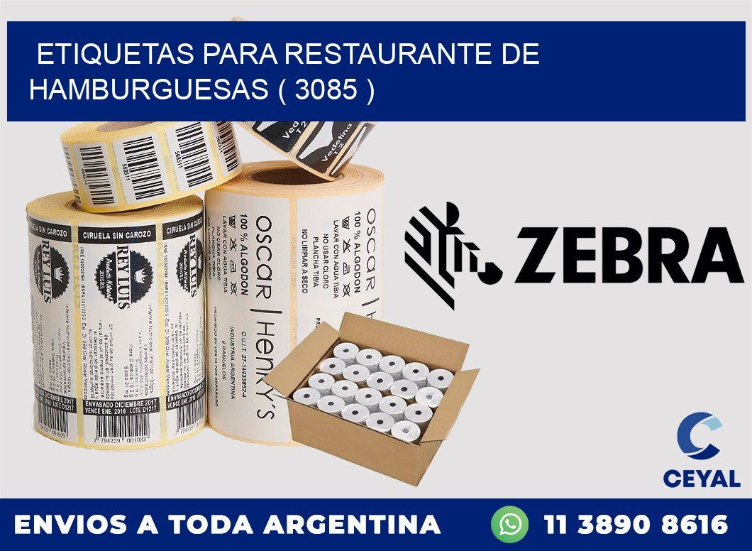 ETIQUETAS PARA RESTAURANTE DE HAMBURGUESAS ( 3085 )