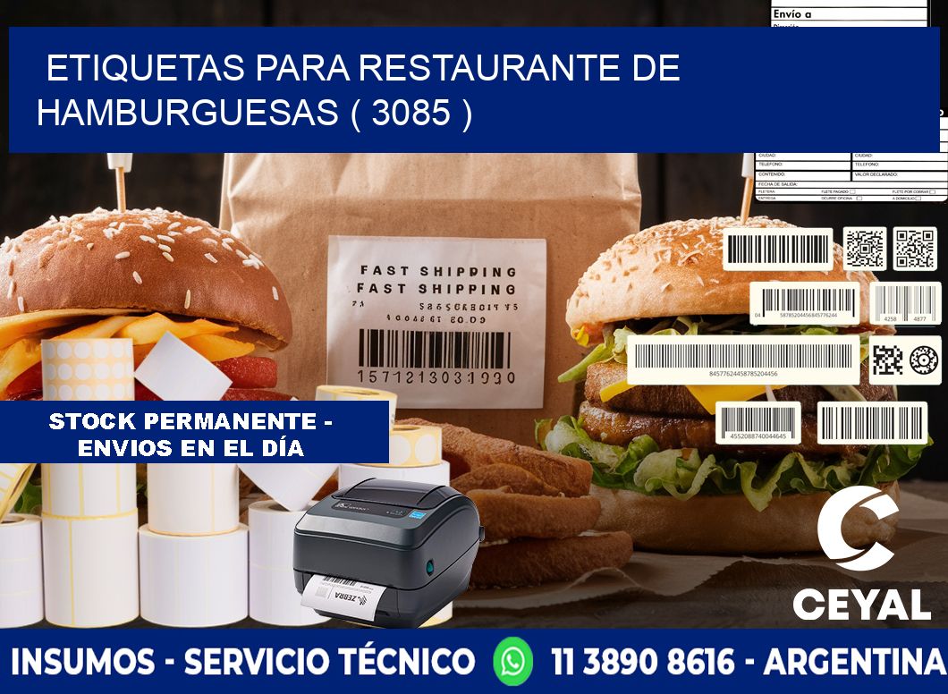 ETIQUETAS PARA RESTAURANTE DE HAMBURGUESAS ( 3085 )