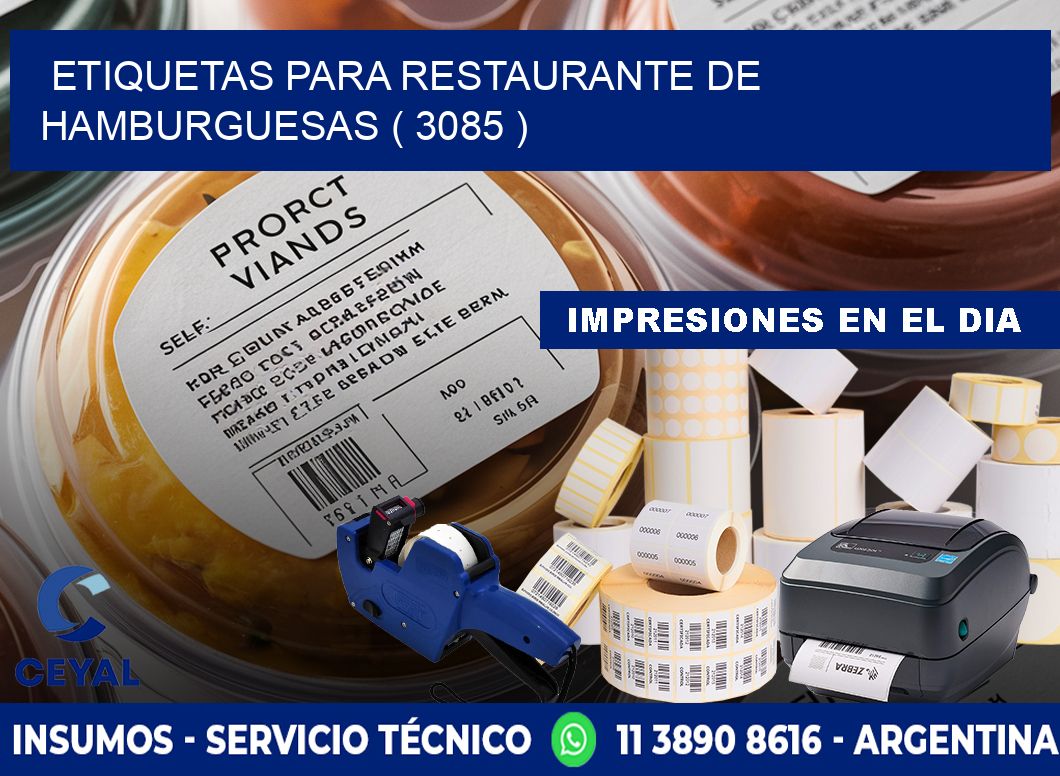 ETIQUETAS PARA RESTAURANTE DE HAMBURGUESAS ( 3085 )