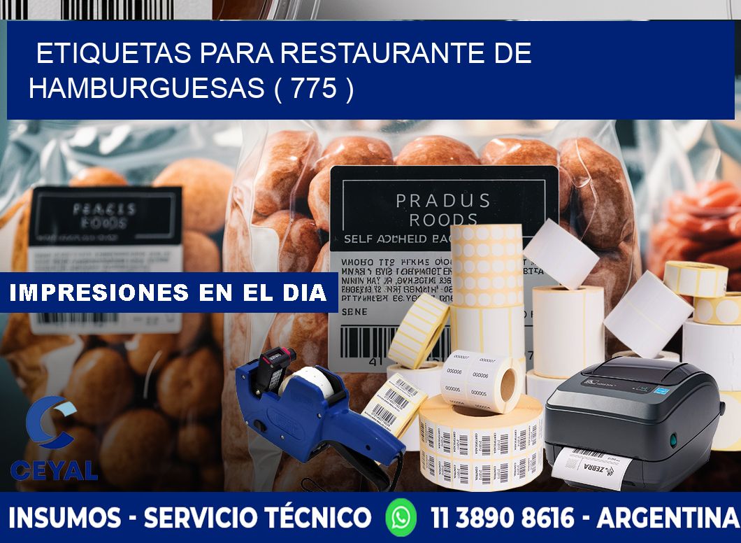 ETIQUETAS PARA RESTAURANTE DE HAMBURGUESAS ( 775 )