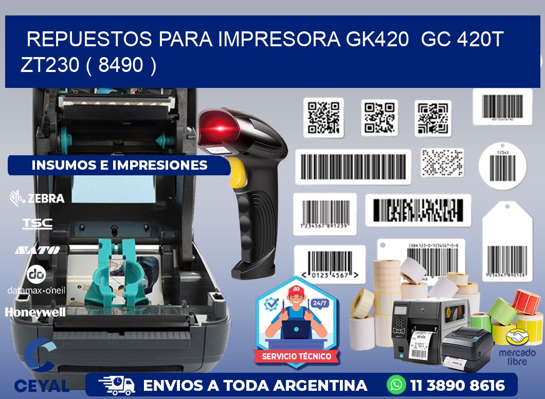 REPUESTOS PARA IMPRESORA GK420  GC 420T ZT230 ( 8490 )