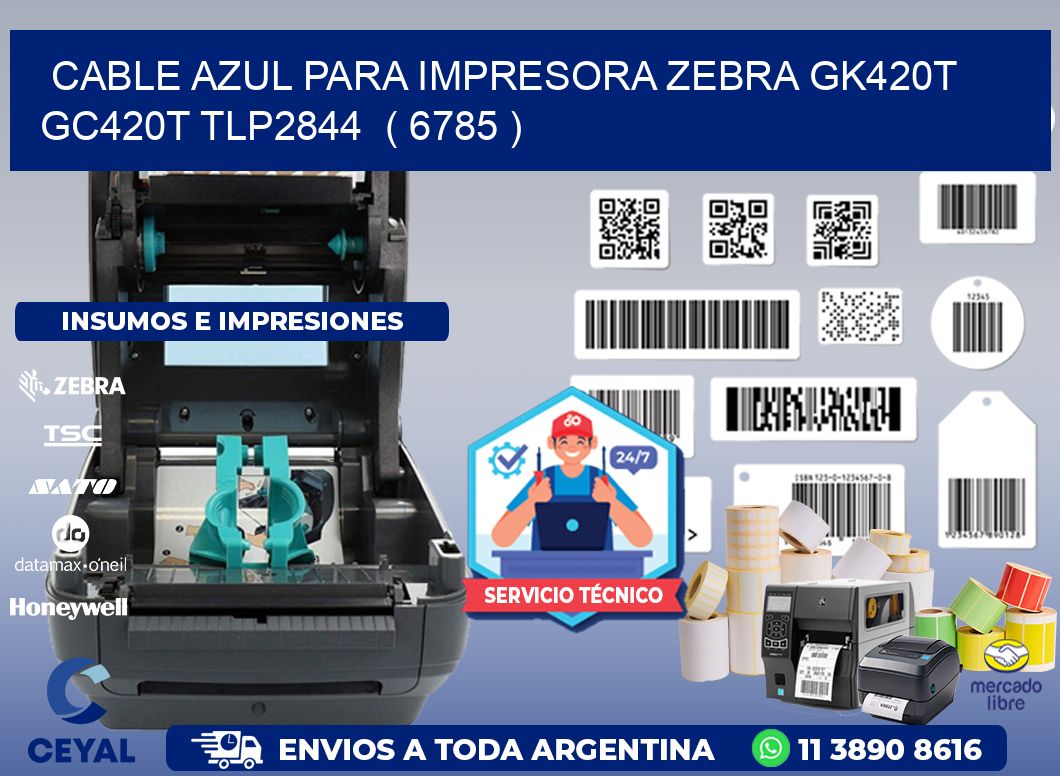 cable azul para impresora zebra GK420T GC420T TLP2844  ( 6785 )