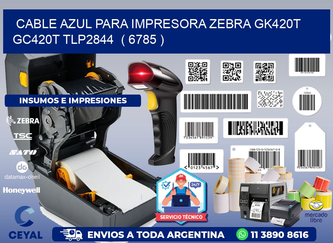 cable azul para impresora zebra GK420T GC420T TLP2844  ( 6785 )