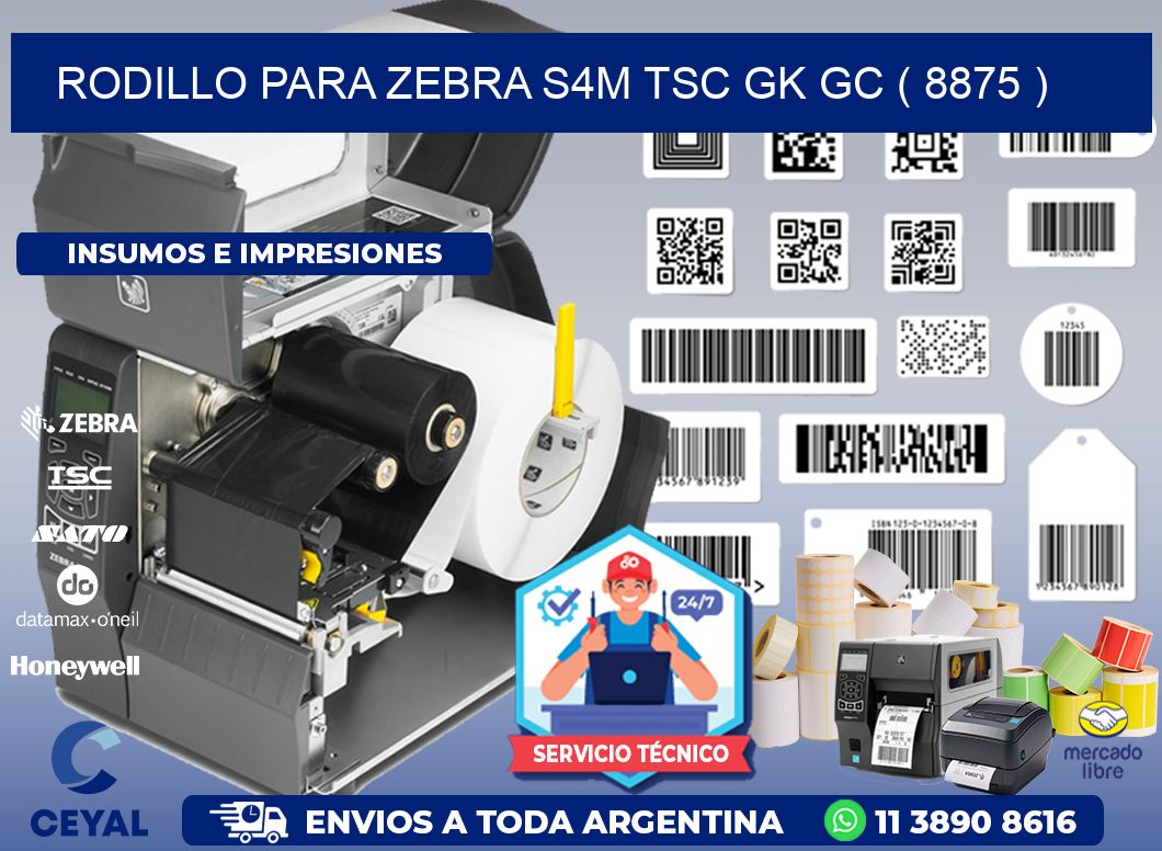 rodillo para zebra S4M TSC GK GC ( 8875 )