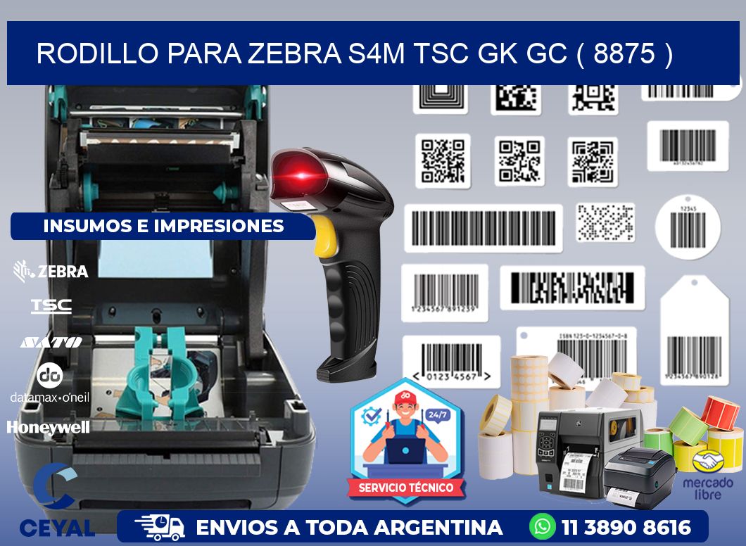 rodillo para zebra S4M TSC GK GC ( 8875 )