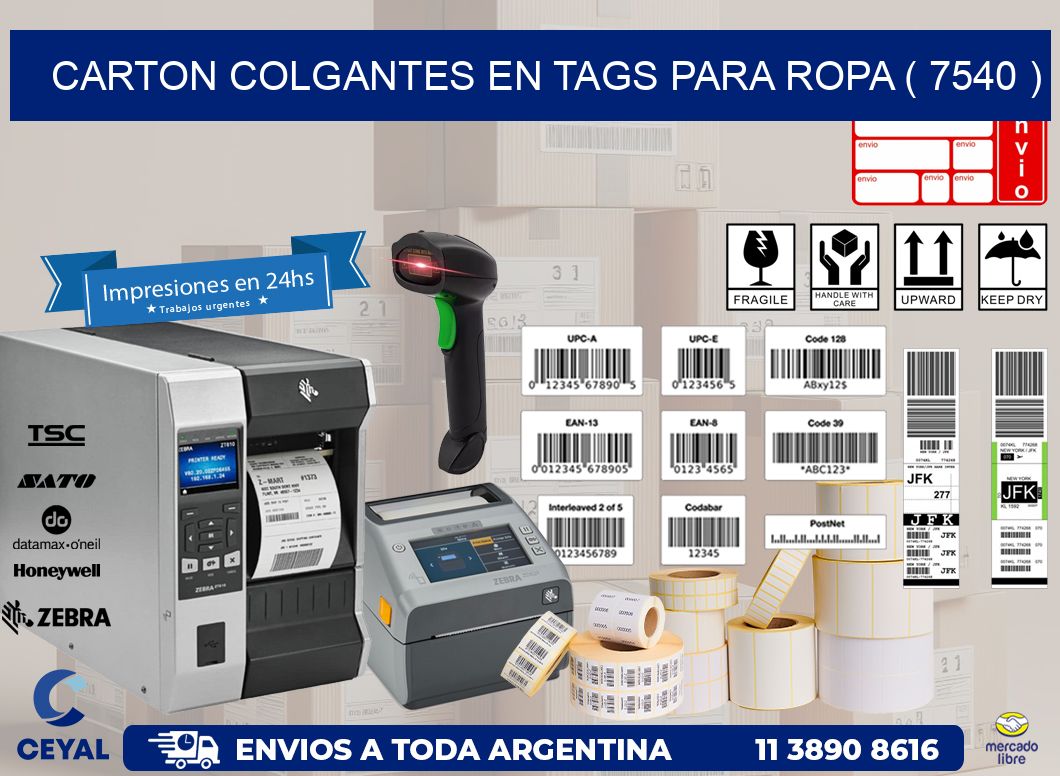 CARTON COLGANTES EN TAGS PARA ROPA ( 7540 )