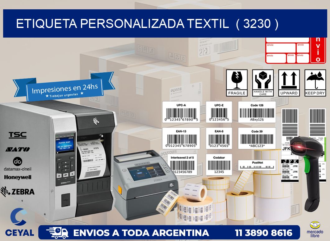 ETIQUETA PERSONALIZADA TEXTIL  ( 3230 )