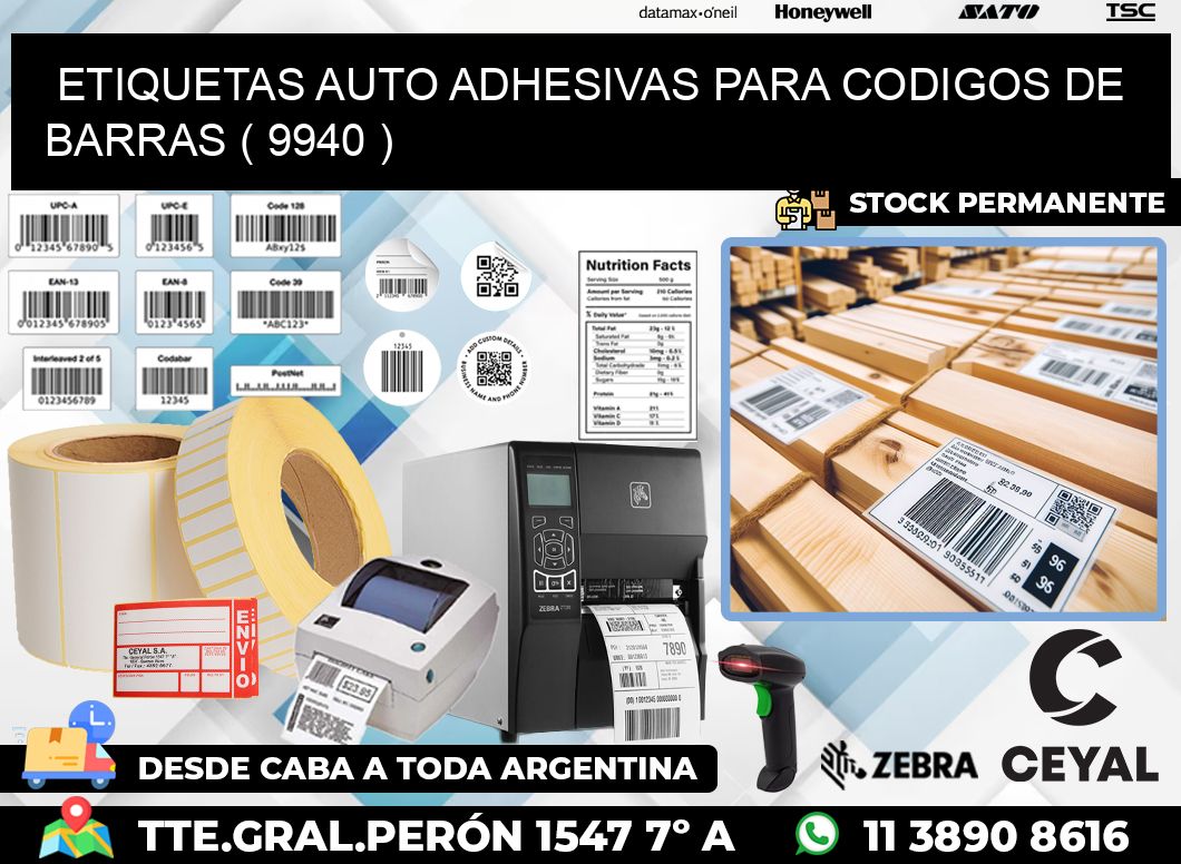 ETIQUETAS AUTO ADHESIVAS PARA CODIGOS DE BARRAS ( 9940 )