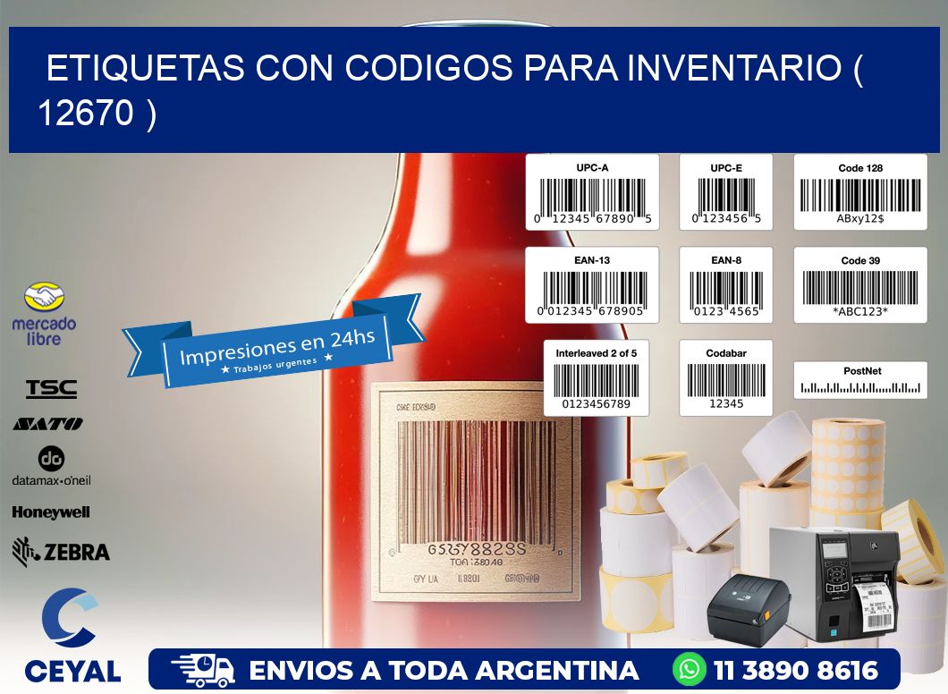 ETIQUETAS CON CODIGOS PARA INVENTARIO ( 12670 )