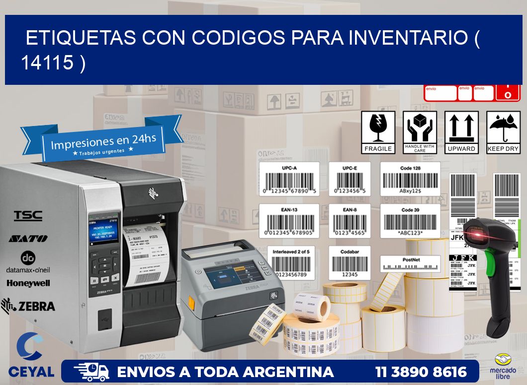 ETIQUETAS CON CODIGOS PARA INVENTARIO ( 14115 )