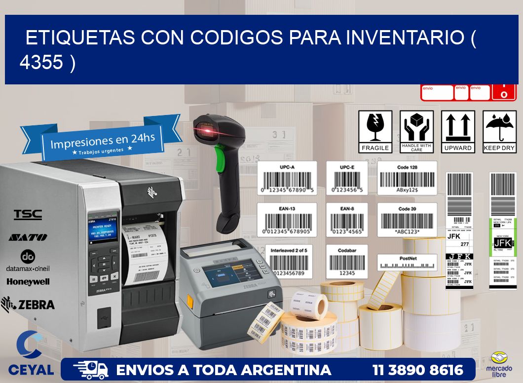 ETIQUETAS CON CODIGOS PARA INVENTARIO ( 4355 )