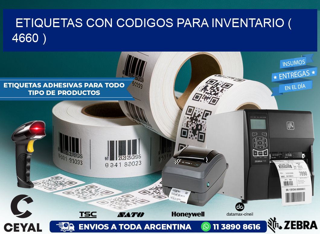 ETIQUETAS CON CODIGOS PARA INVENTARIO ( 4660 )