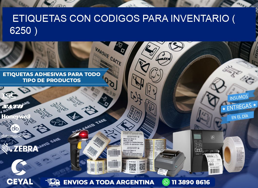 ETIQUETAS CON CODIGOS PARA INVENTARIO ( 6250 )