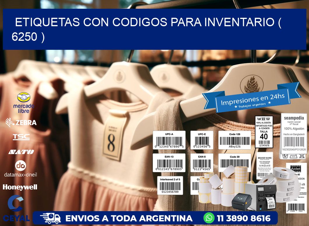 ETIQUETAS CON CODIGOS PARA INVENTARIO ( 6250 )