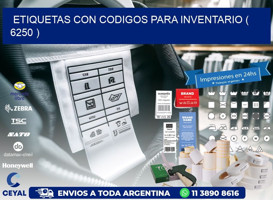 ETIQUETAS CON CODIGOS PARA INVENTARIO ( 6250 )