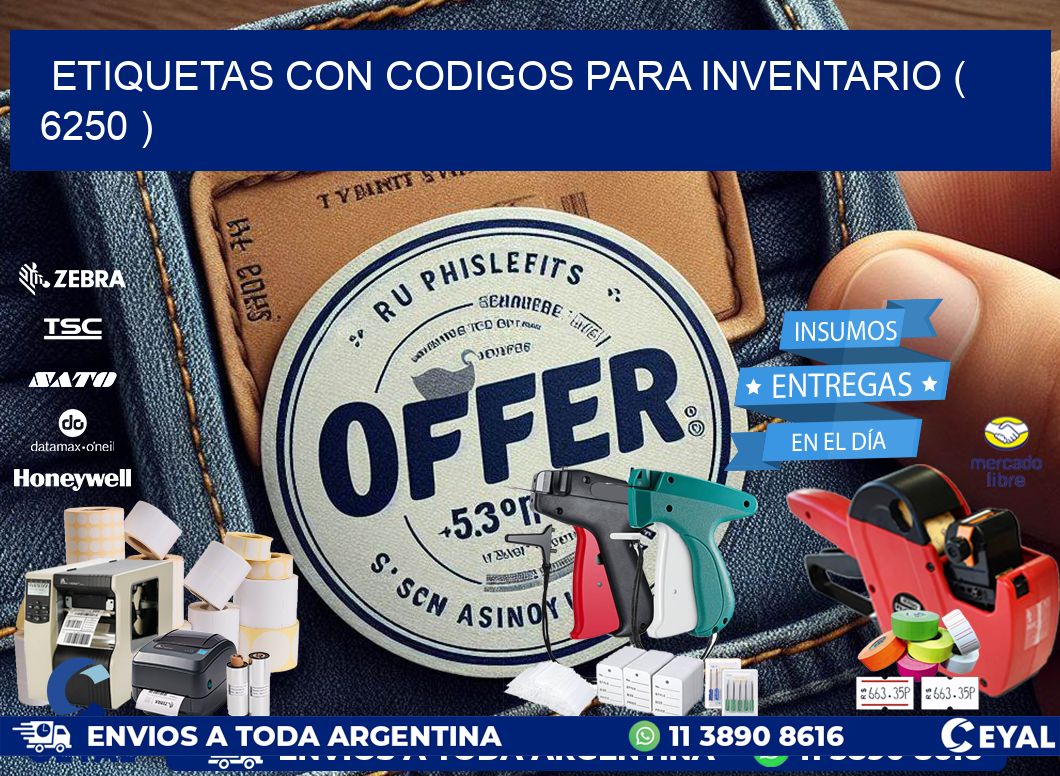 ETIQUETAS CON CODIGOS PARA INVENTARIO ( 6250 )