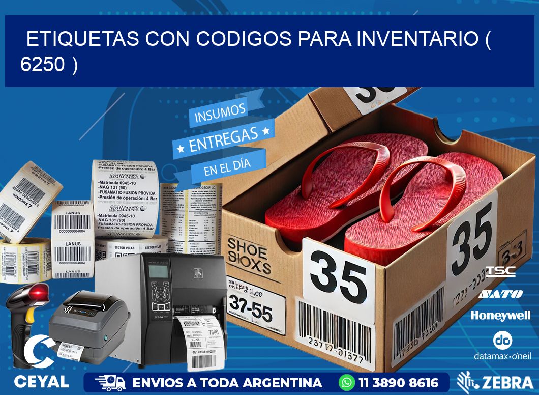 ETIQUETAS CON CODIGOS PARA INVENTARIO ( 6250 )