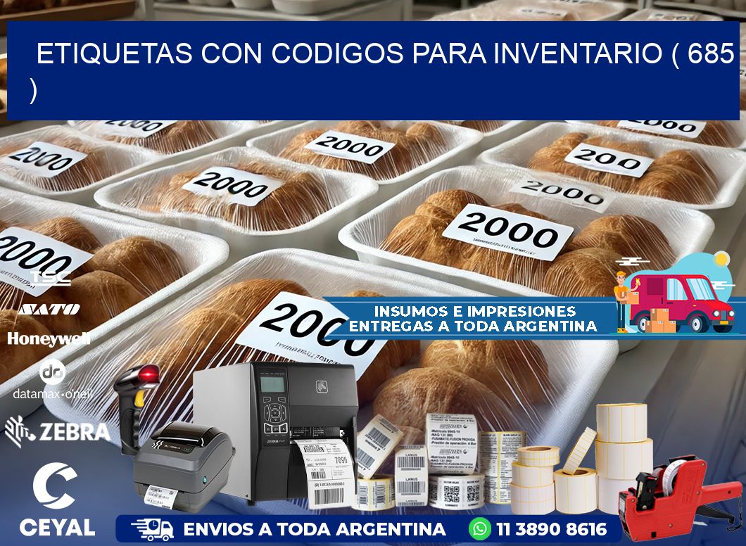 ETIQUETAS CON CODIGOS PARA INVENTARIO ( 685 )