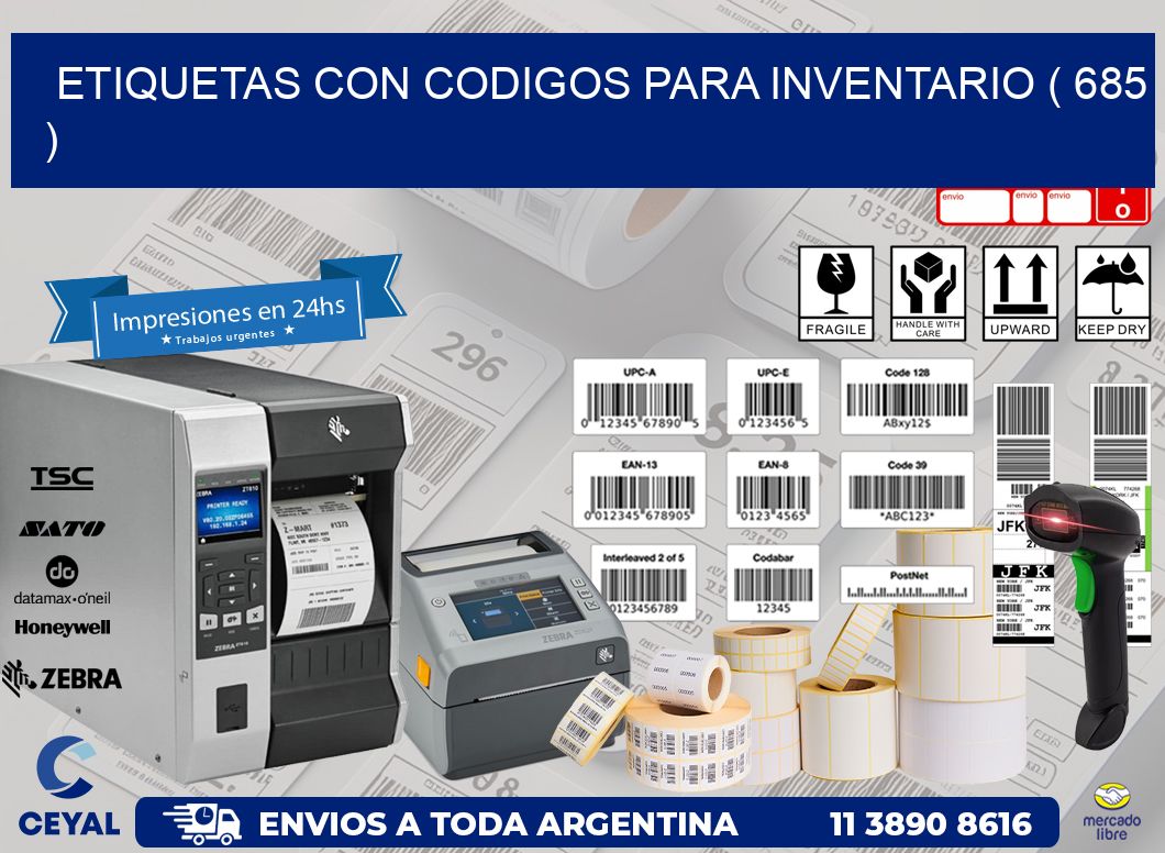 ETIQUETAS CON CODIGOS PARA INVENTARIO ( 685 )