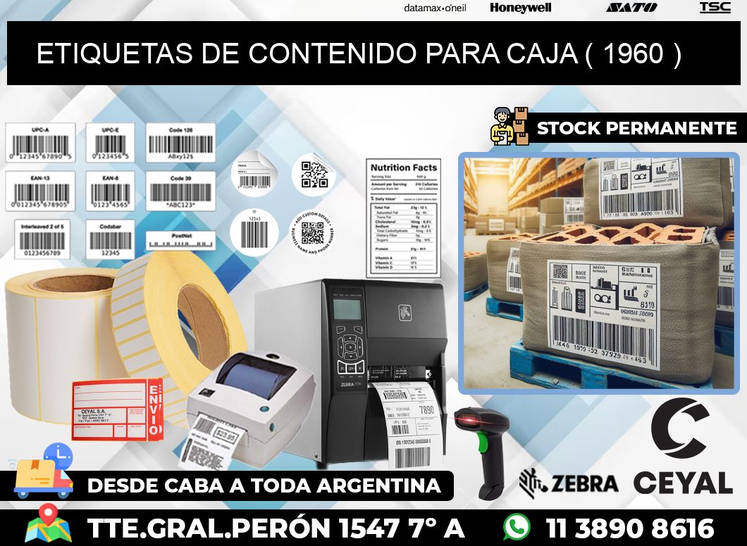 ETIQUETAS DE CONTENIDO PARA CAJA ( 1960 )