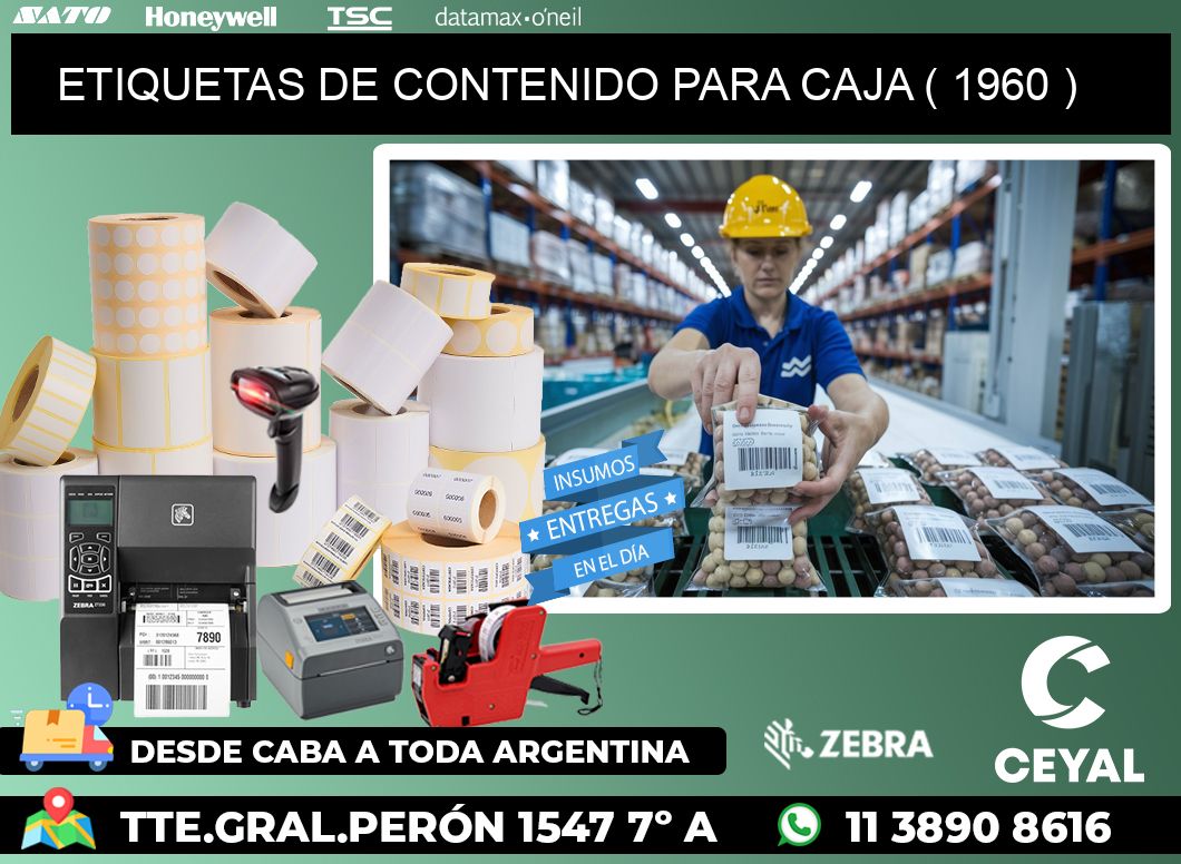 ETIQUETAS DE CONTENIDO PARA CAJA ( 1960 )