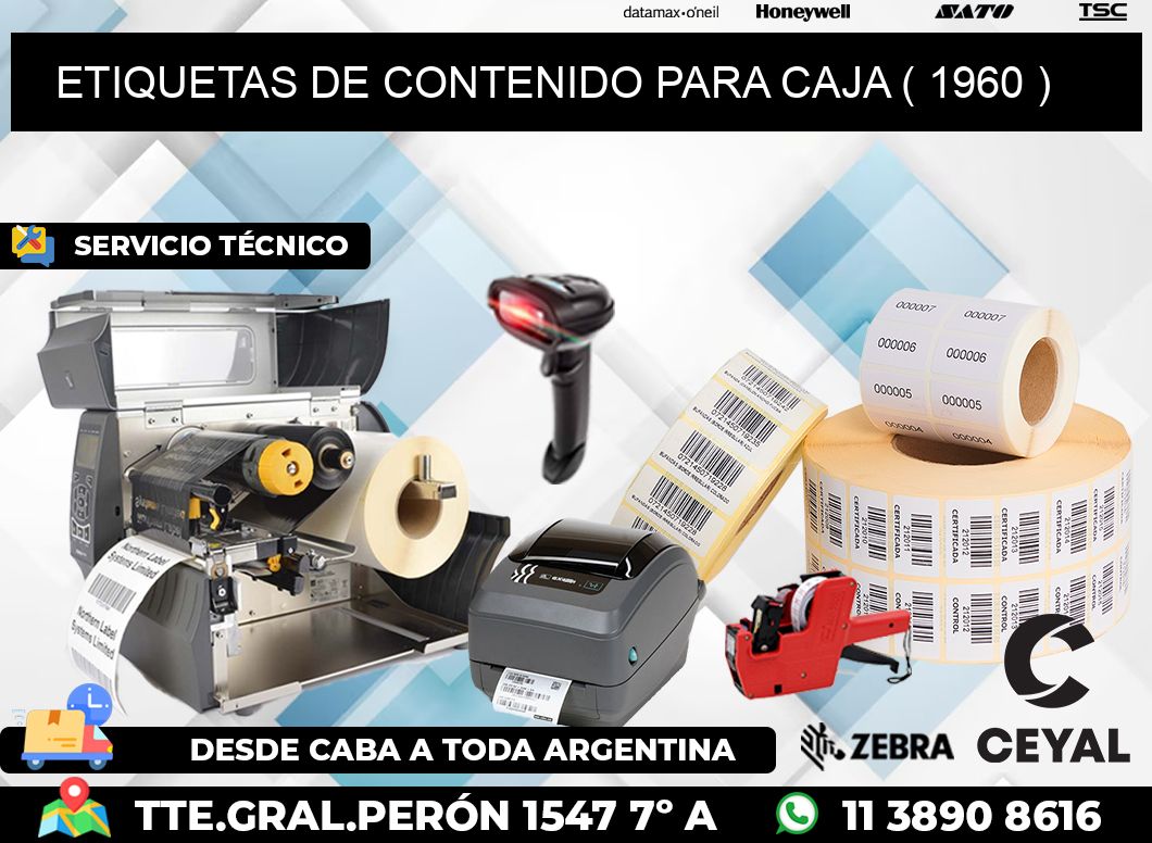 ETIQUETAS DE CONTENIDO PARA CAJA ( 1960 )