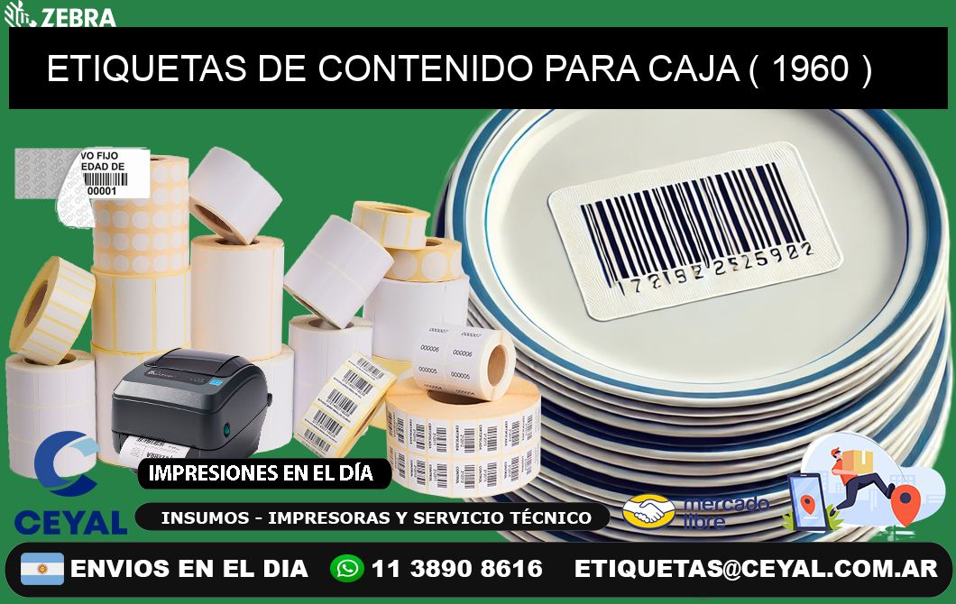 ETIQUETAS DE CONTENIDO PARA CAJA ( 1960 )