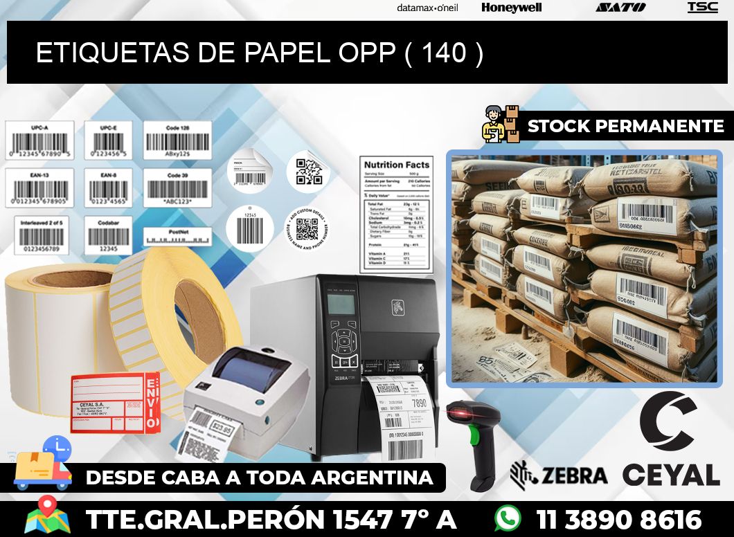 ETIQUETAS DE PAPEL OPP ( 140 )