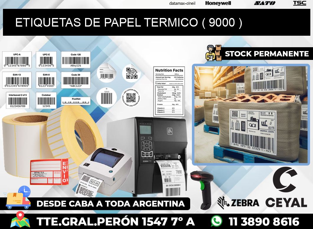 ETIQUETAS DE PAPEL TERMICO ( 9000 )